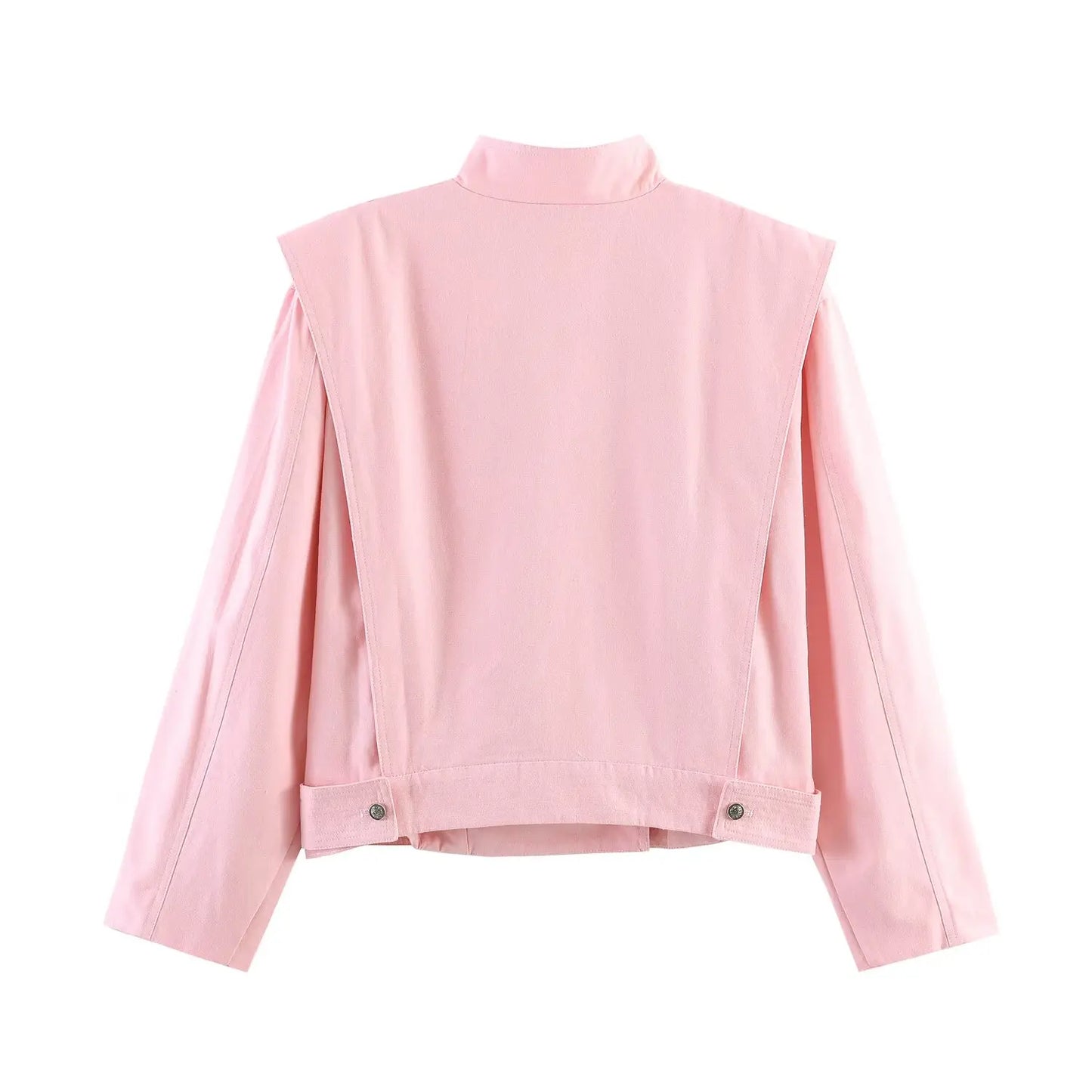 TFMLN Women Pink Stand-up Collar Jacket 2026 Trendy High Street Elegant Single-breasted Loose Coat Female Chic Outerwear ﻿