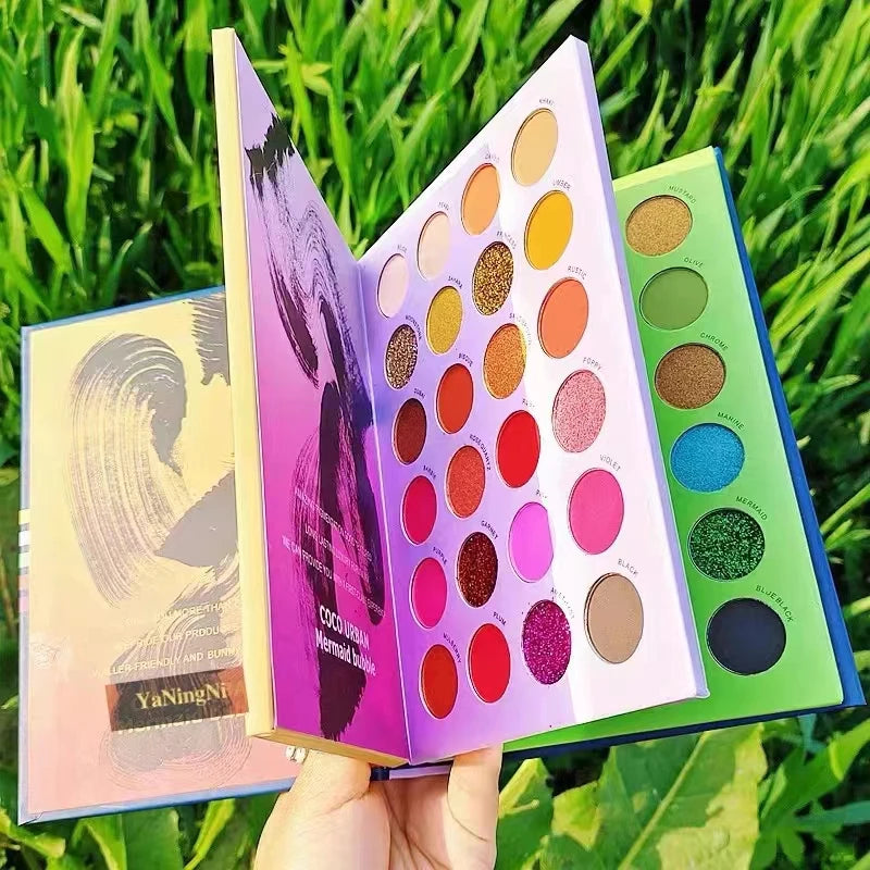 Paleta de sombras com 72/60 cores, pó perolado, glitter fosco, delicado, fácil de limpar, sombra cintilante, ferramenta de maquiagem colorida