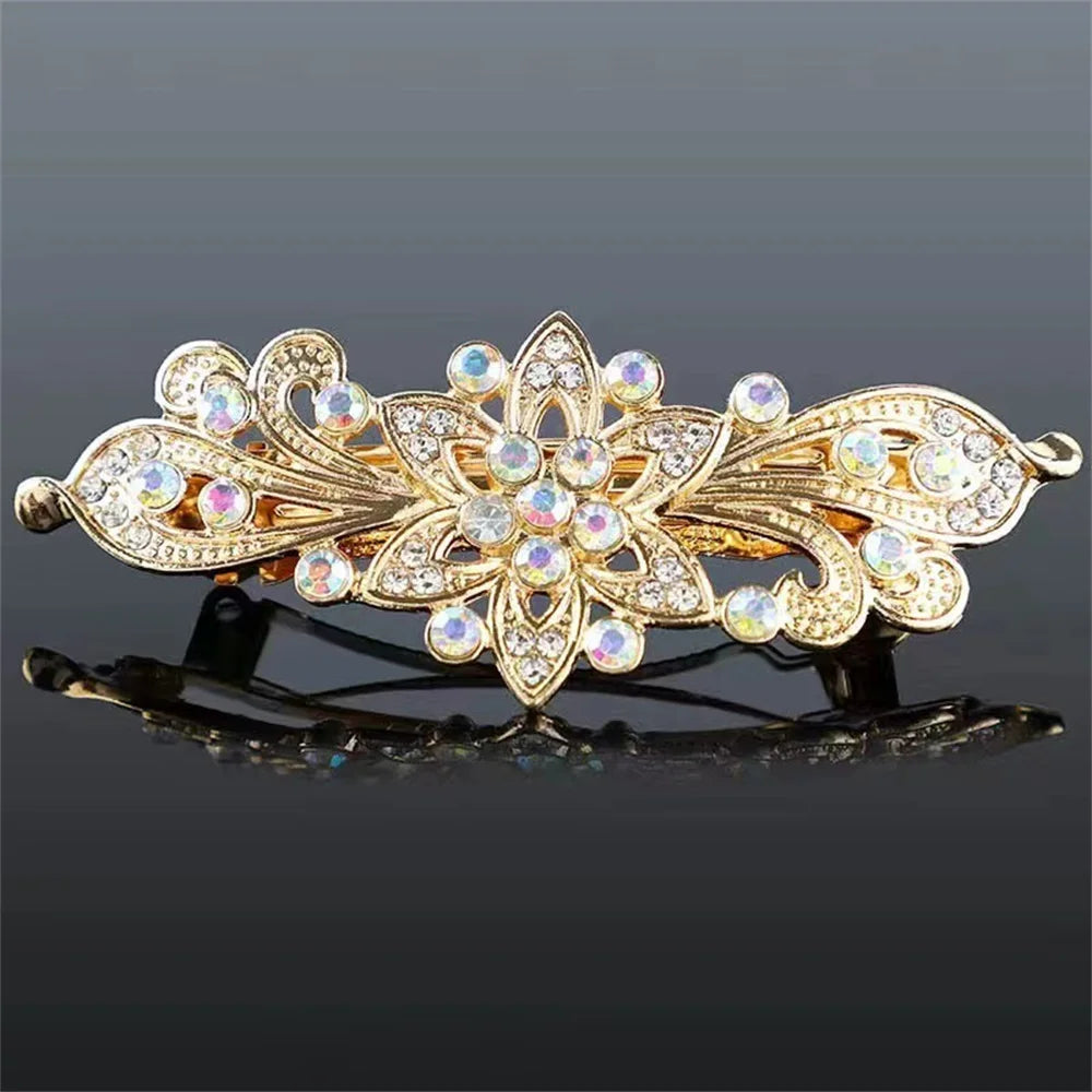 Korean Shiny Rhinestone Hair Clip for Girls Women Fashion Sweet Exquisite Pearl Flower Hairpin Hair Claw Hair Accessories