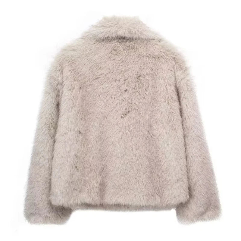 HXAO White Faux Fur Coat 2024 Woman New in coats Autumn Winter Fur Plush Fluffy Jacket Warm Red Gray Black Outerwears