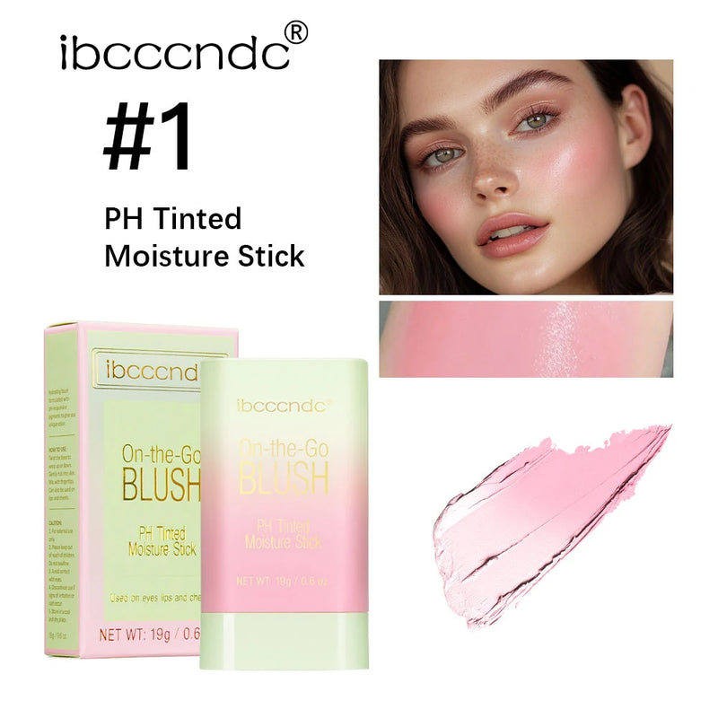 Paleta de blush 3 em 1 com mudança de temperatura para lábios e bochechas, bastão de blush com mudança de temperatura para produtos de maquiagem, paleta de cosméticos em bastão para rosto
