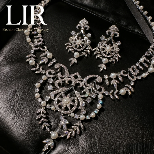 Conjunto de Joias Feminino com Zircônias e Pérolas
