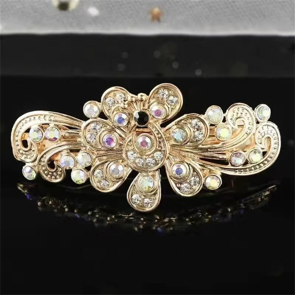 Korean Shiny Rhinestone Hair Clip for Girls Women Fashion Sweet Exquisite Pearl Flower Hairpin Hair Claw Hair Accessories