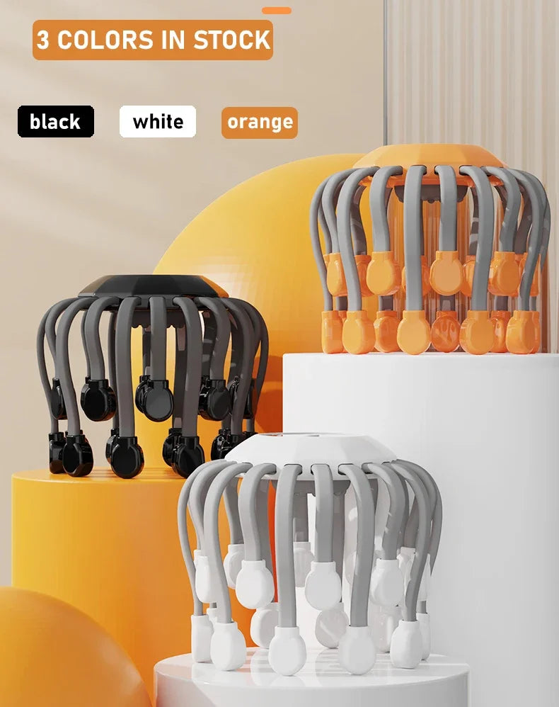 20 Cabeças de Massagem Massageador de Couro Cabeludo Laranja Vibrador de Luz Vermelha Polvo Arranhador para Relaxamento Estresse Enxaqueca