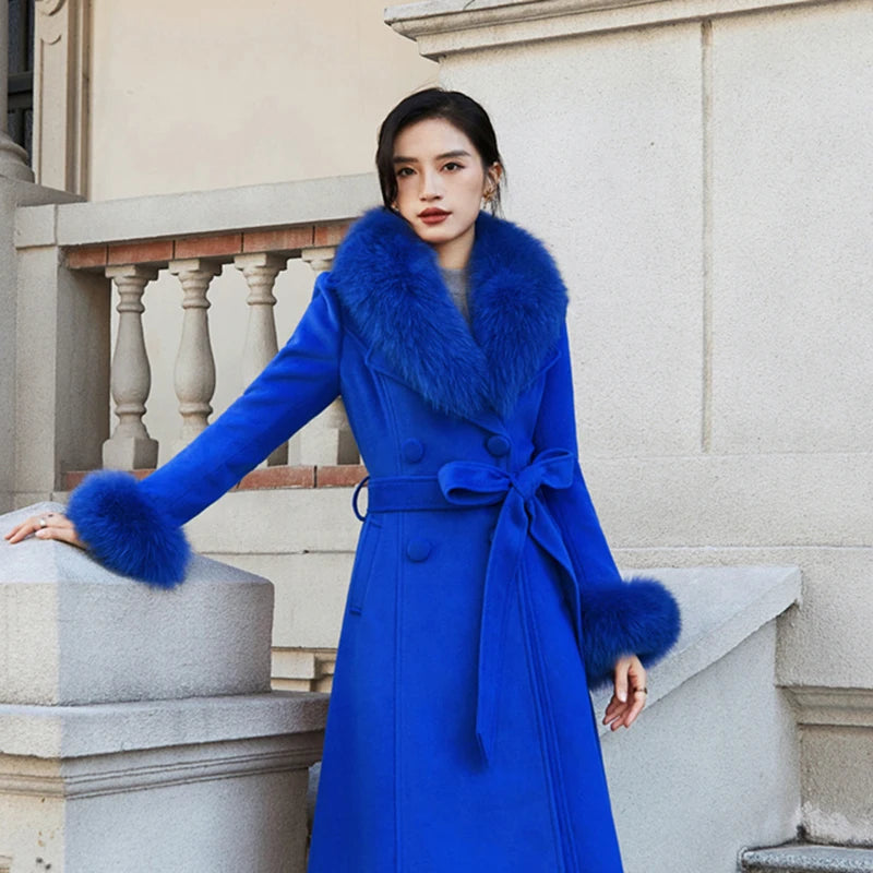 Luxury 2025 Real Fox Fur Collar And Cuffs Set for Women Winter Neck Warmer Fashion Scarf ShawlS Wrap Combo Large Size Furry Fur