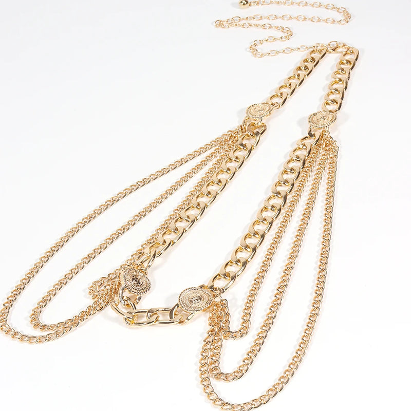 Metallic ladies punk waist chain Fringe chain Body chain waist trim dress Sexy belt accessories riemen voor vrouwen cinturones