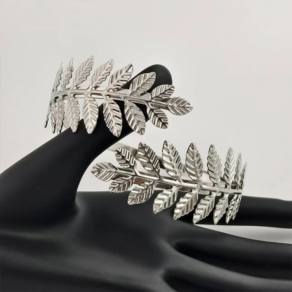 FTCY Metal Leaf Upper Arm Bracelet for Women Greek Roman Style Women's Armband Upper Arm Cuff Gold Color Jewelry Gift