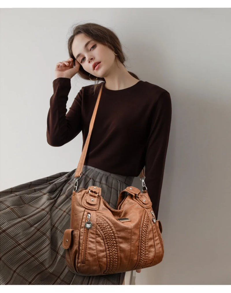 High Quality Soft Leather Large Capacity Women Tote Bags Luxury Shoulder Crossbody Bag for Women 2024 Female Handbags Purse Sac