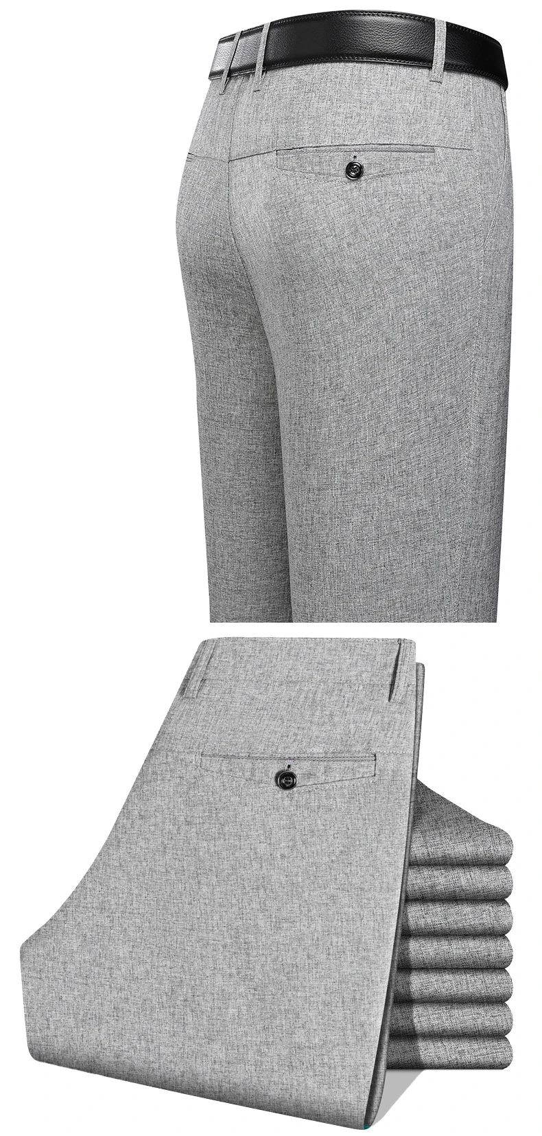 2026 Mens Trousers Dress Straight Pants Spring Summer Male Work Suit Pants Husband Father Black Grey Formal Pants