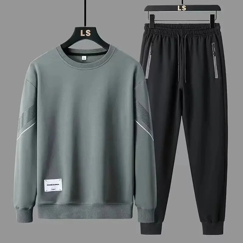 Conjunto de moletom manga comprida, calça e top casual esportivo de 2 peças, coleção de inverno