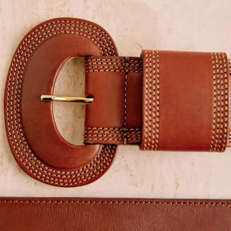 2024 Simple All-match Wide-brimmed Genuine Leather Cowhide Retro Belt Ladies Belt