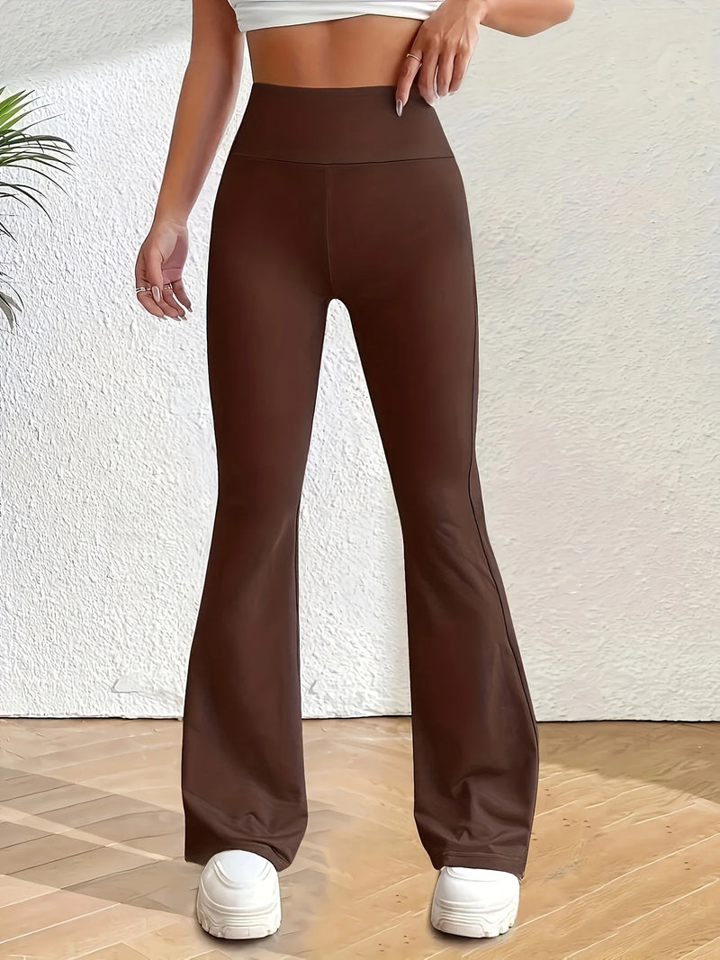 Calça legging justa de ioga da moda, casual, cintura alta, boca larga - Roupas femininas para primavera e verão, leggings de ioga