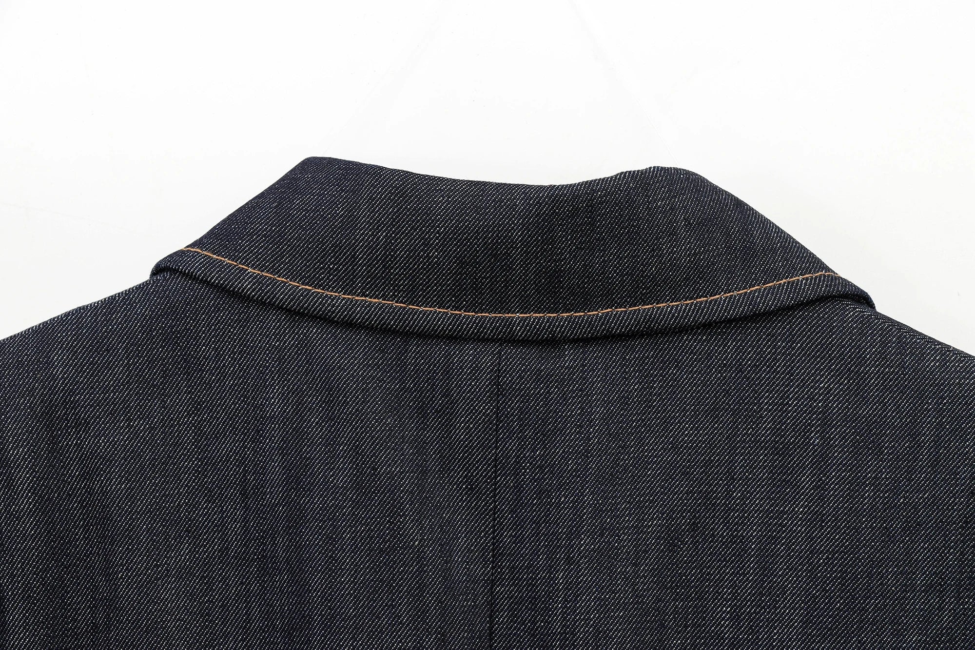 TRAFZA 2025 Conjunto de Blazer e Calça Jeans , Casaco Slim com Gola Redonda + Corpete com Decote em V + Jeans Feminino Vintage de Perna Larga