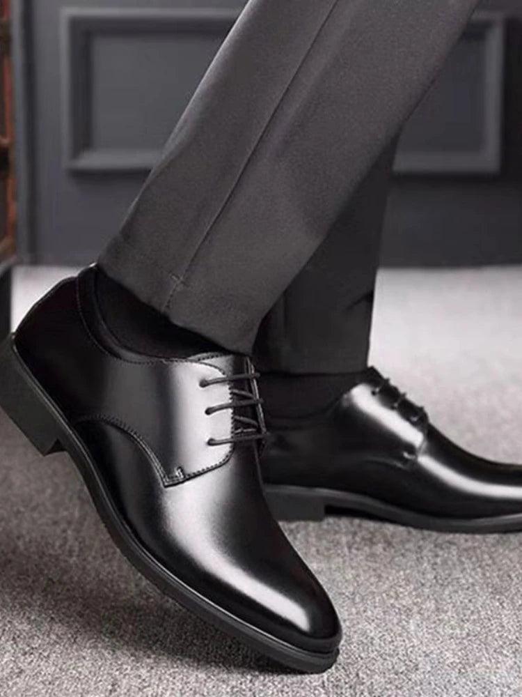 Men's Breathable Leather Shoes Black Soft Leather Soft Bottom Spring And Autumn Best Man Men's Business Formal Wear Casual Shoe - CRAVO ROSE