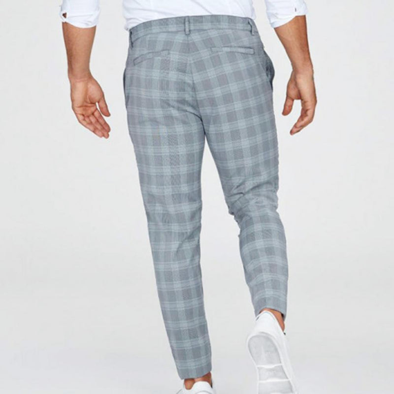 Checkered Pattern Fashion Men Trousers Plaid Loose Autumn Winter Vintage Men's Pants Business Casual Straight Leg Slim Pants