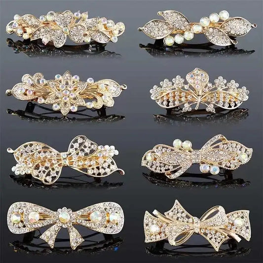 Korean Shiny Rhinestone Hair Clip for Girls Women Fashion Sweet Exquisite Pearl Flower Hairpin Hair Claw Hair Accessories