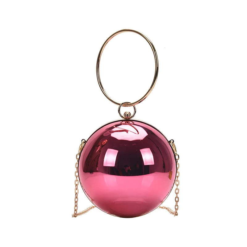 Luxury Women Round Ball Evening Bag 2024 Fashion Smooth Bright Surface Clutch Bag Ladies Crossbody Bag Party Chain Handbag Purse