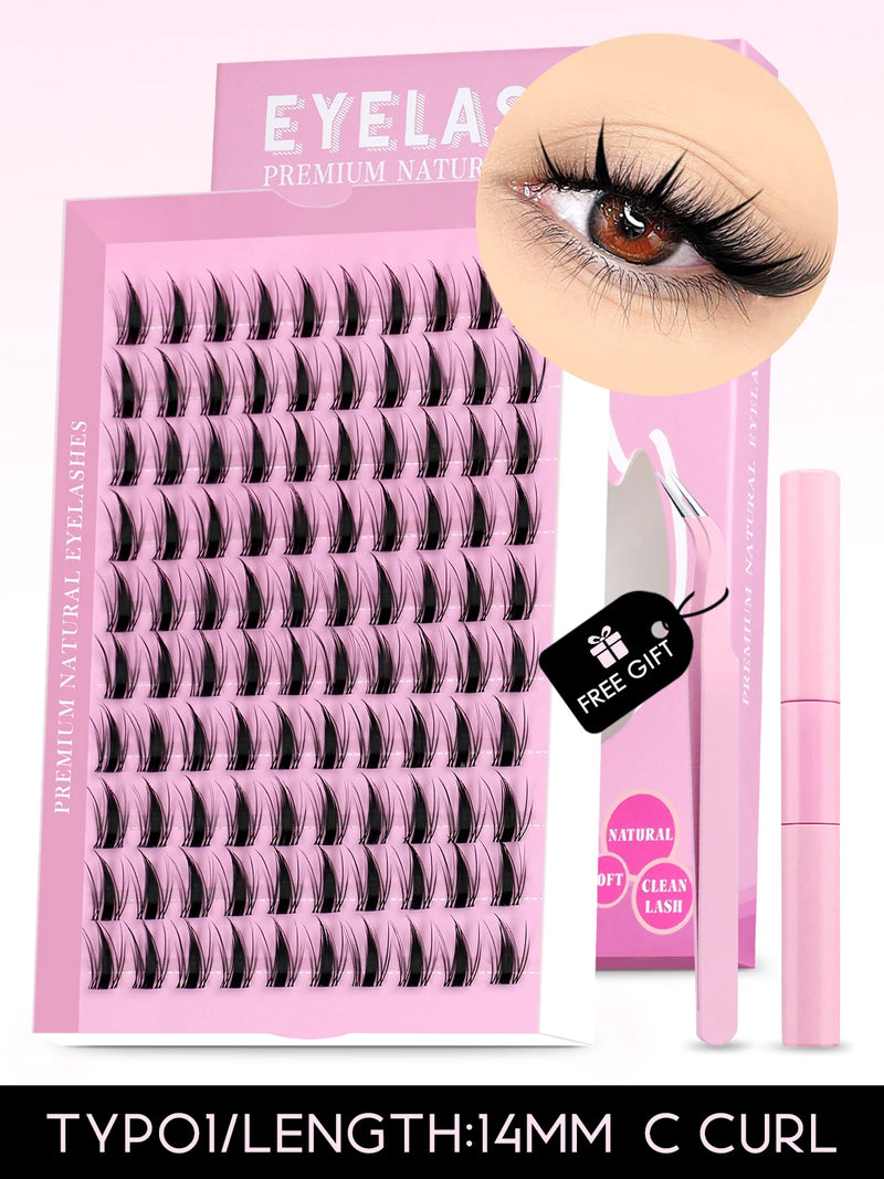 Kit de cílios postiços GROINNEYA faça você mesmo, cílios de manga de 10 a 18 mm, bandeja mista, conjuntos de cílios individuais, kit com cílios postiços faça você mesmo