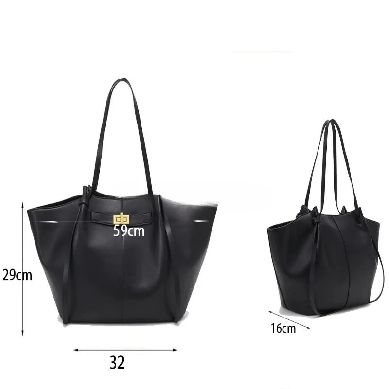 2026 Women's Summer Large Capacity Commuter Tote Bag Female Korean Fashion Luxury Pu Leather Handbags Chic Trend Underarm Bag
