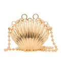 Metal Shell Bag Mini Lipstick Bag Pearl Chain Crossbody Bag Shoulder Bag Handbag Purse Waist Bag Women Makeup Jewelry Bag