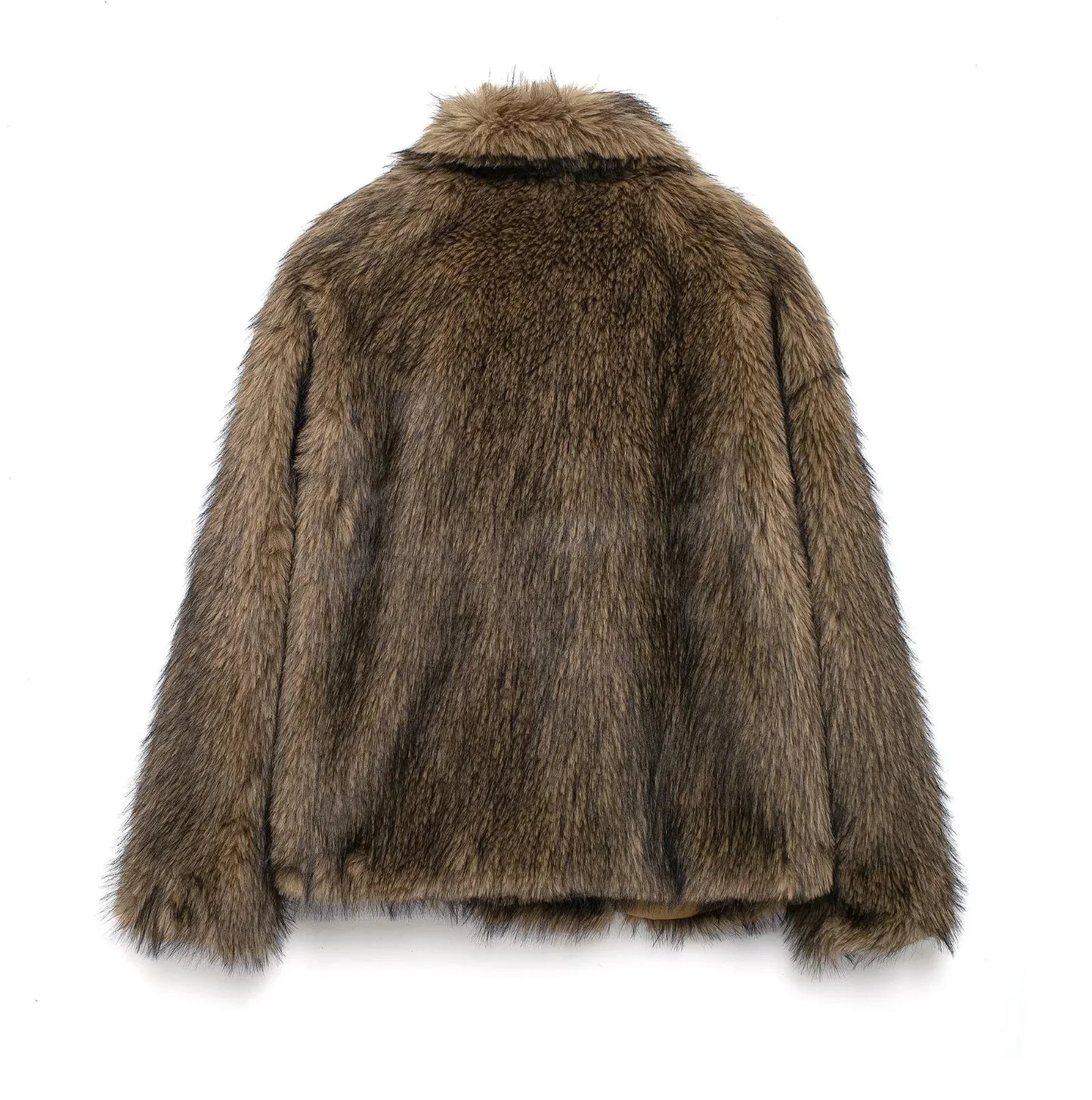 KONDALA 2026 Spring Summer Casual Faux Fur Brown Women Warm Jackets Valentine‘s Day Turn Down Collar Oversized Elegant Coats