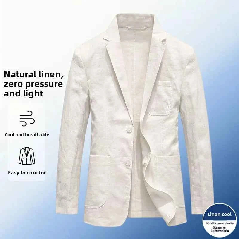 Linen Sun Protection Jacket Blazer - Men's Fashionable Business Casual Versatile and Comfortable Ice Sensation Breathable Blazer