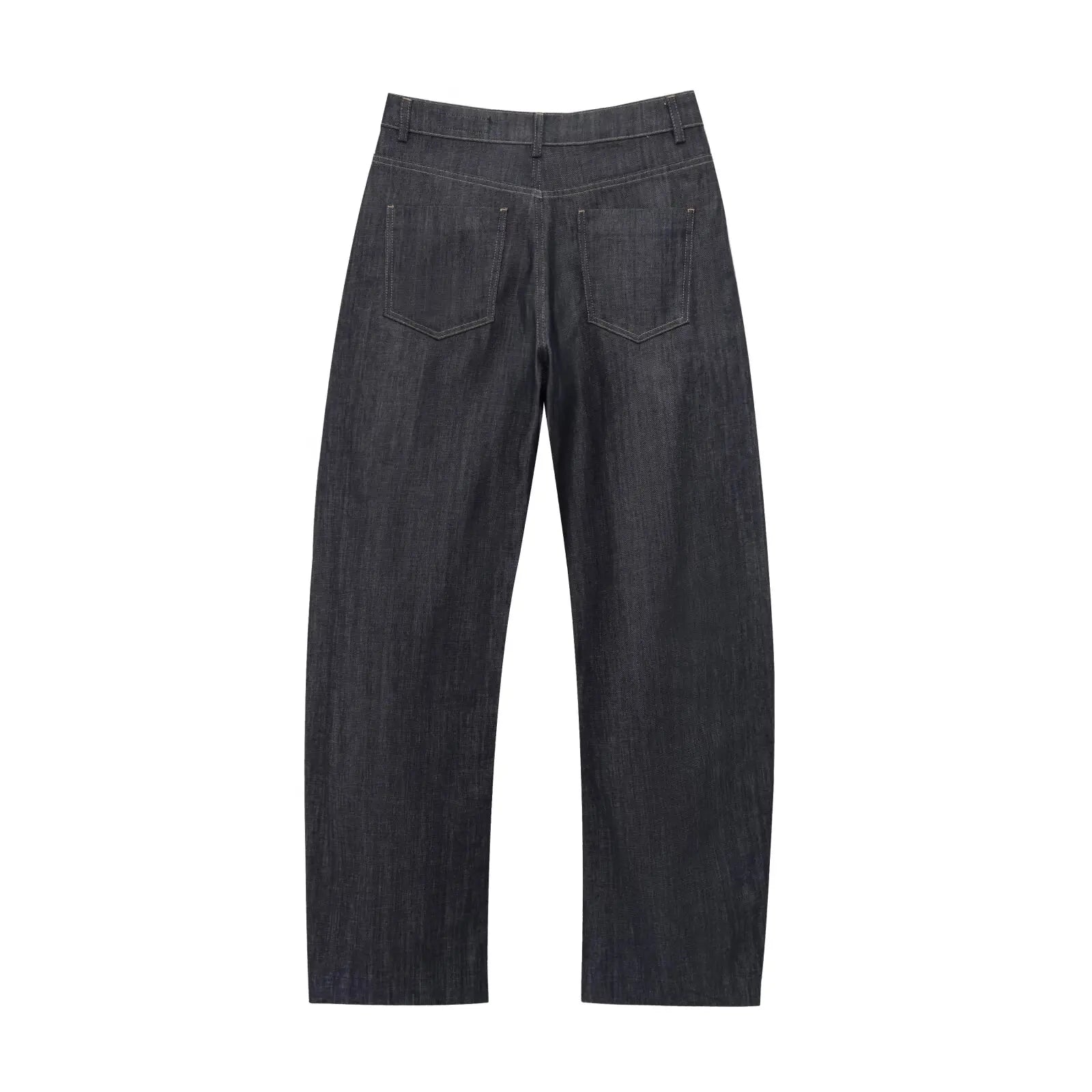 TRAFZA 2025 Conjunto de Blazer e Calça Jeans , Casaco Slim com Gola Redonda + Corpete com Decote em V + Jeans Feminino Vintage de Perna Larga