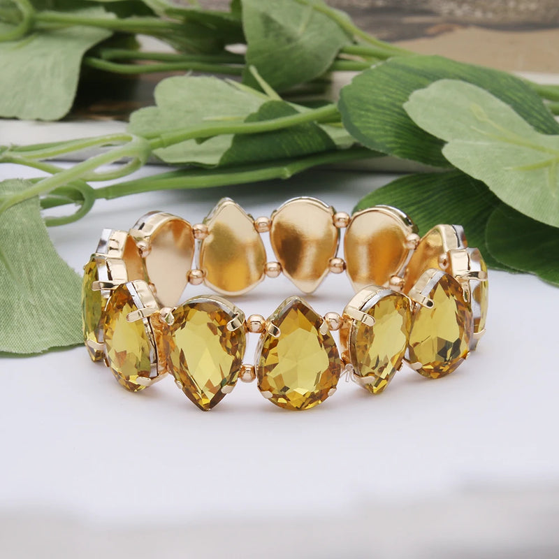 Bohemian Colorful Glass Bracelets For Woman European American Exaggeration Spring Rhinestone Bangle Madera Rhinestone Pulseira