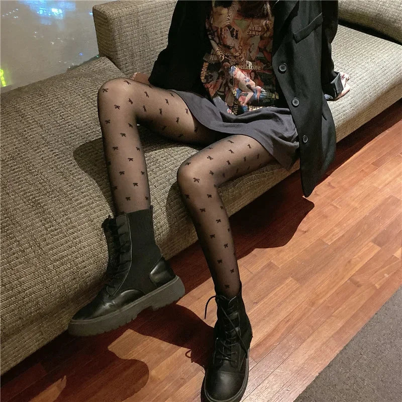 Meias pretas sensuais femininas, meias-calças de bolinhas, meias altas justas e elásticas para mulheres, lingerie erótica