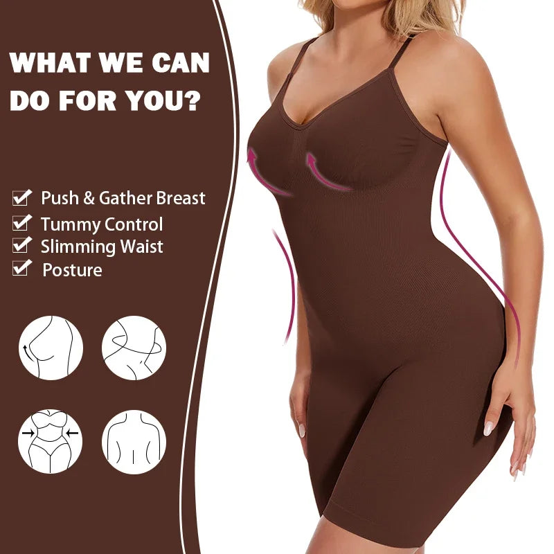 SLIMBELLE Women's Full Body Shaper Bodysuits Tummy Control Butt Lifter Slim Underwear Shapewear Thigh Slimmer Shorts One-Piece