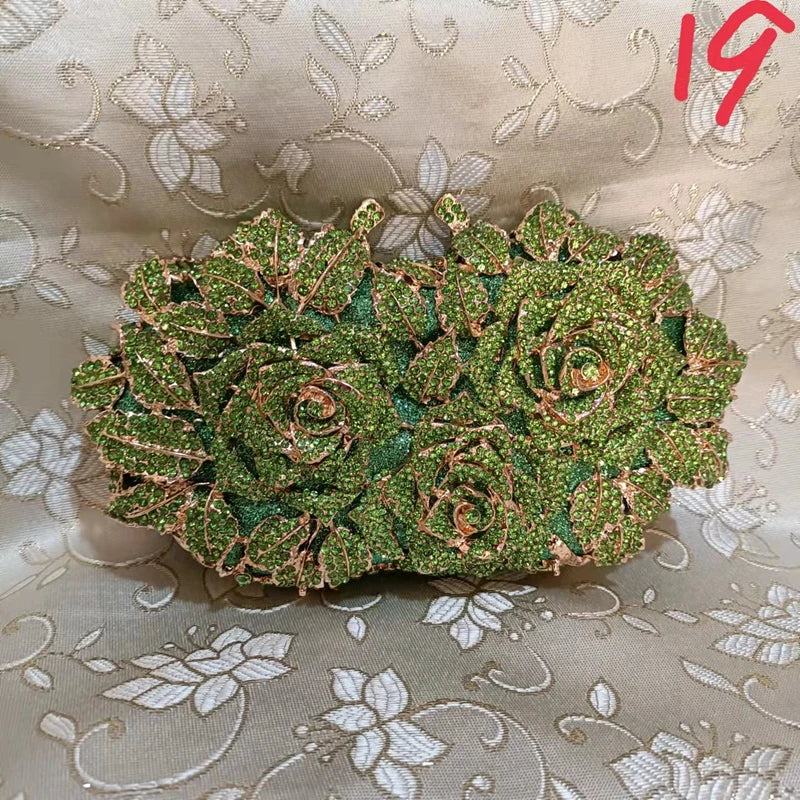 Pedras de cor prata Bolsa de embreagem de dinheiro para mulheres, bolsas nupciais cristal, festa de casamento, bolsa para casamento - CRAVO ROSE