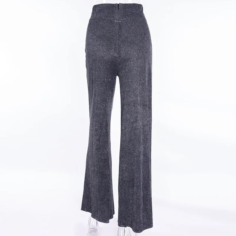 Fashion Elegant High Waist Pants Women's 2024 Spring Drape Straight Sequins Clubwear Trousers Y2k Aesthetics Vintage Streetwear