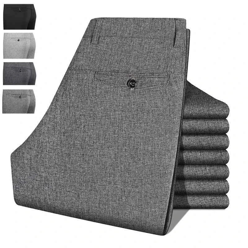 2026 Mens Trousers Dress Straight Pants Spring Summer Male Work Suit Pants Husband Father Black Grey Formal Pants