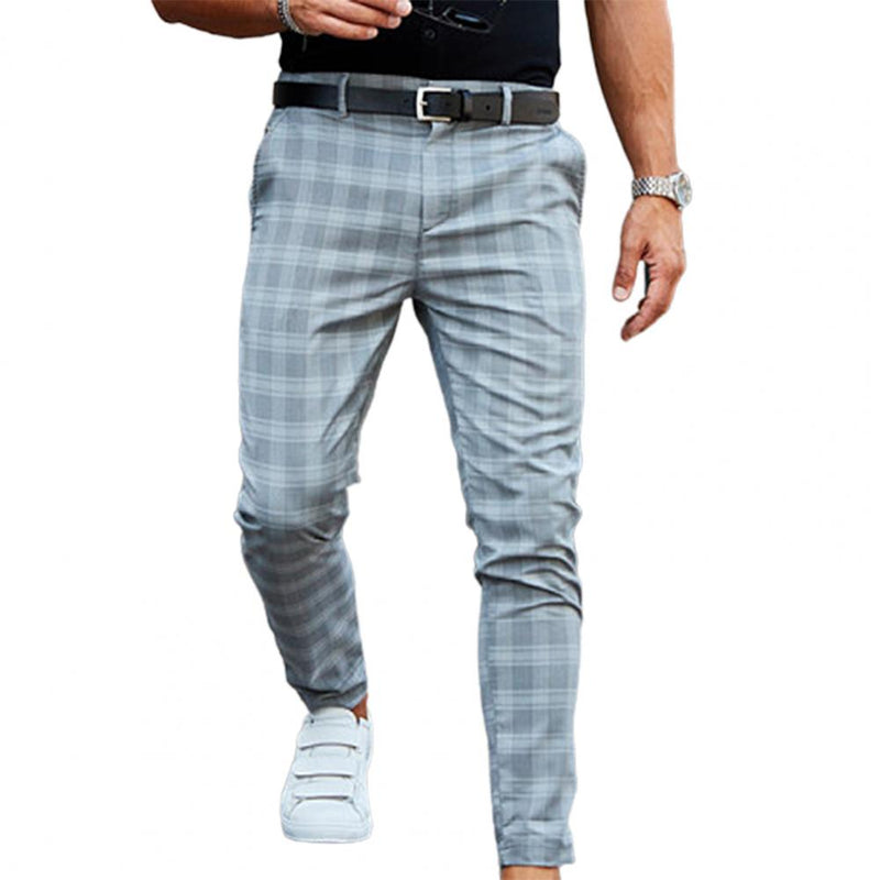 Checkered Pattern Fashion Men Trousers Plaid Loose Autumn Winter Vintage Men's Pants Business Casual Straight Leg Slim Pants