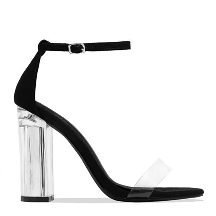 Sexy Women High Heel Shoes Summer Open Toed Women Sandals Luxury square transparent heel sandalias de mujer verano 2024 Big Size