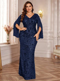 Lucyinlove Plus Size Luxury Gold Evening Dresses Women 2025 Long Sleeve Mermaid Formal Sequins Prom Wedding Party Cocktail Gowns