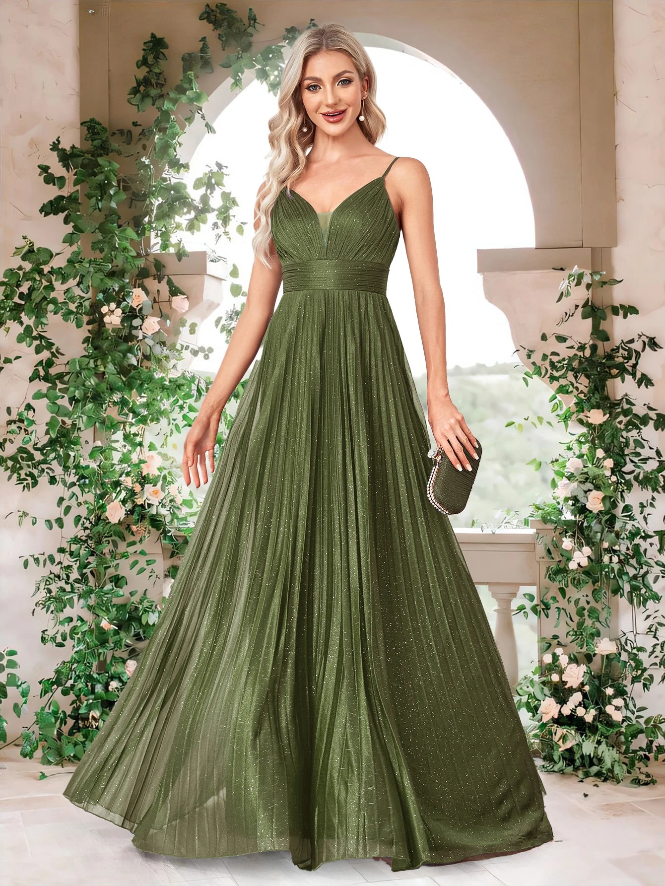 Elegant A-line Evening Dresses Luxury Floor Lenght Backless Formal Deep V-neck Women Caicktail Wedding Party Gowns