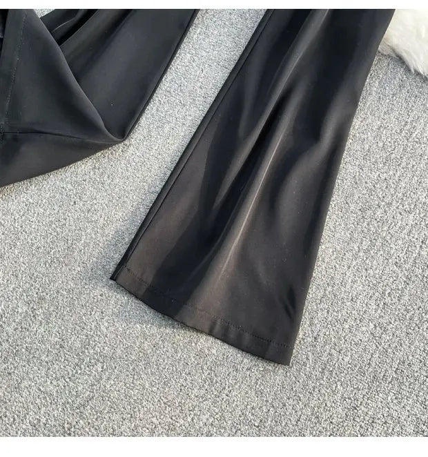 Elegant V-Neck Strap Dress Casual High Waist Slimming One-Piece Wide Leg Pants Long Loose Fitting Women's Online Exclusive