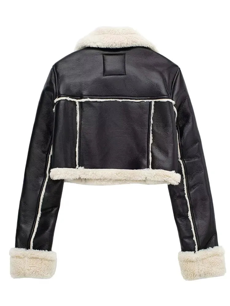 Willshela Women Fashion Solid Front Zipper Jackets Vintage Lapel Neck Long Sleeves Female Chic Lady Outfits