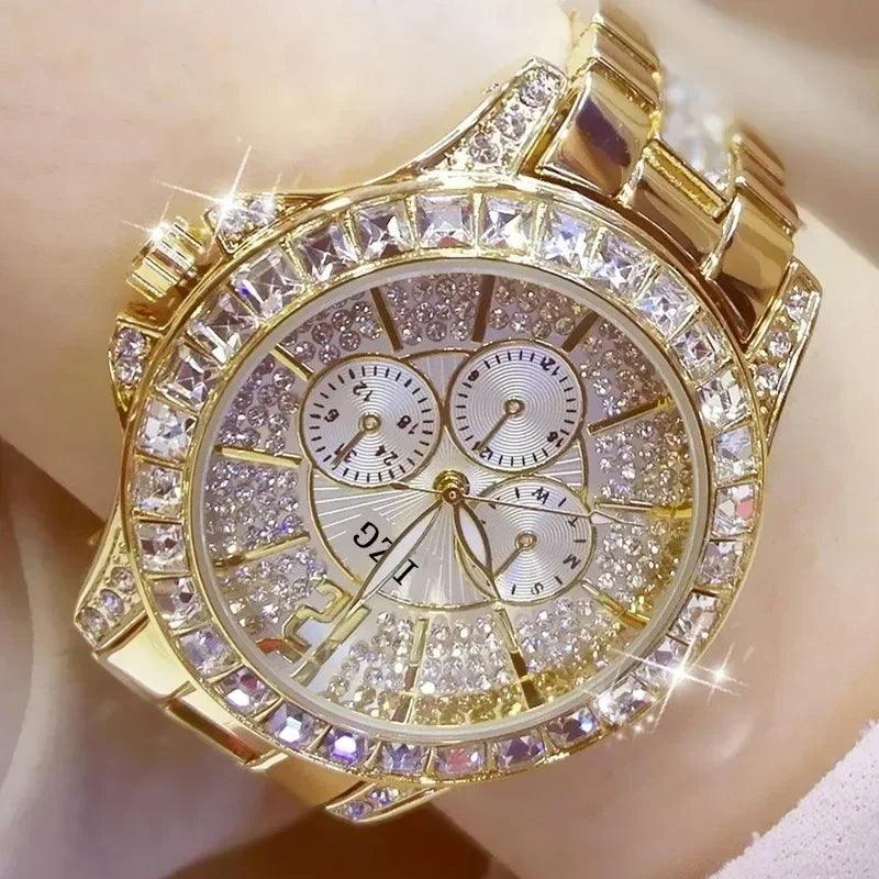 Fashion Women Watch with Diamond Watch Ladies Top Luxury Brand Ladies Casual Women's Bracelet Crystal Watches Relogio Feminino - CRAVO ROSE