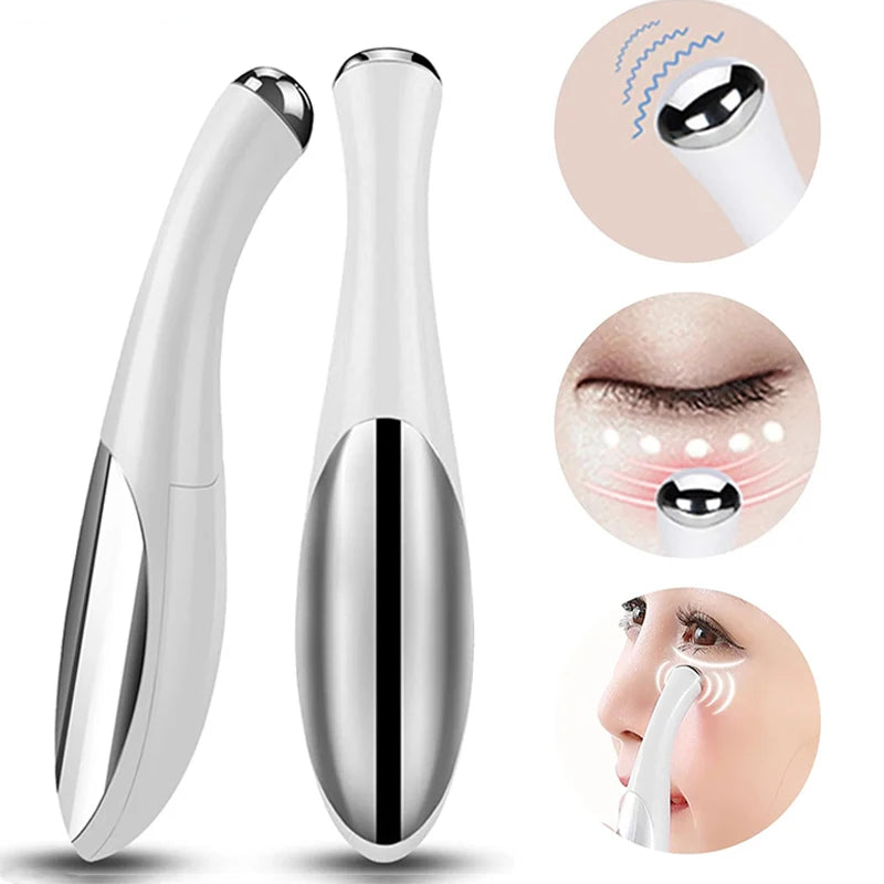 Caneta elétrica para massagem ocular, pequena e portátil, para cuidados com os olhos e beleza, com bateria seca, leve e portátil