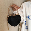 Evening Clutch Bag Women Bag Shiny Handbag Heart Shape Metal Clutches Bag Fashion Chain Shoulder Crossbody Bag Luxury Lady Purse