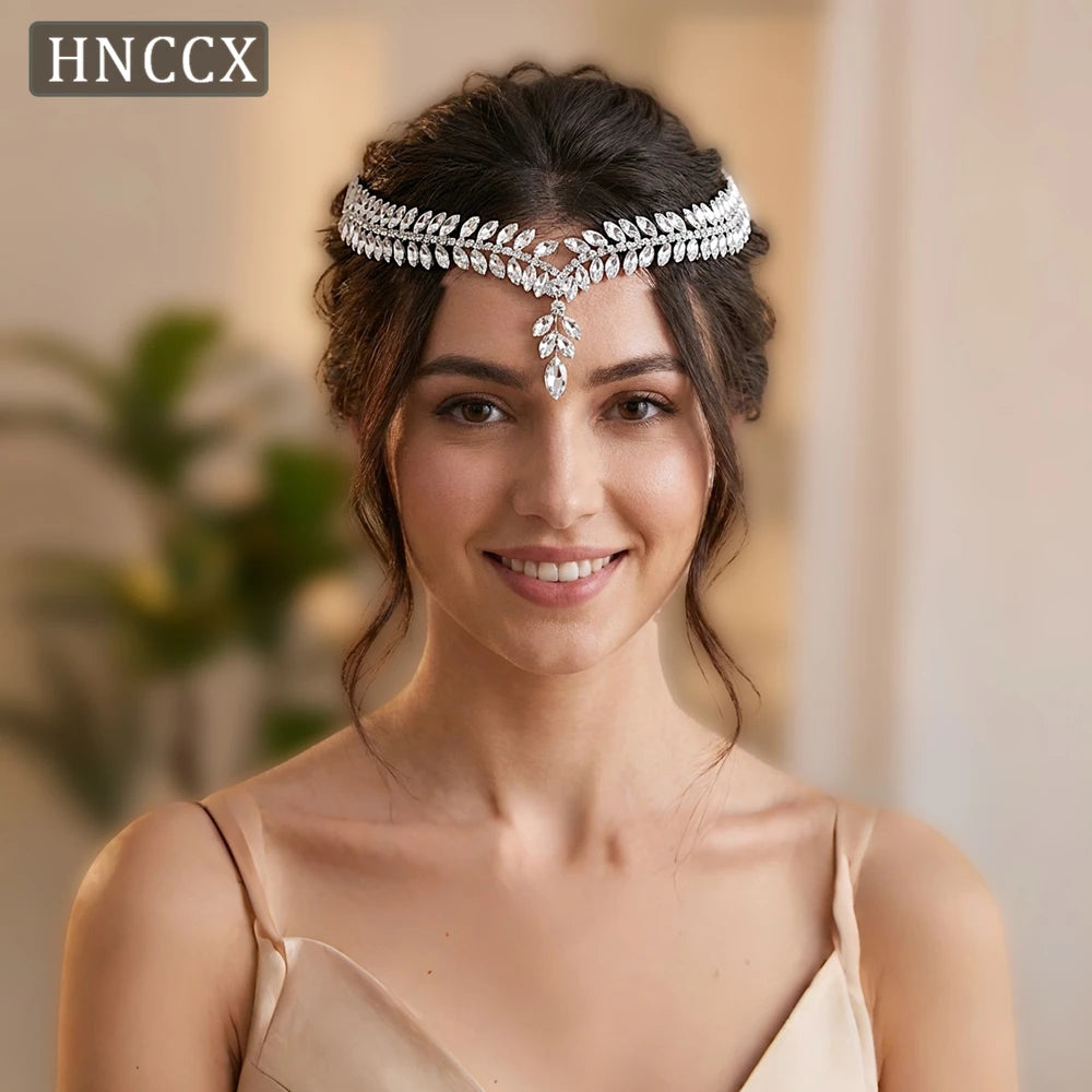 YouLaPan Crystal Forehead Headband for Women Brides Headpiece Party Wedding Hair Accessories Jewelry Bridal Headdress HP529