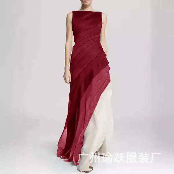 2025 Gauze Skirt Dress Solid Color Black Temperament Dress Skirt European and American
