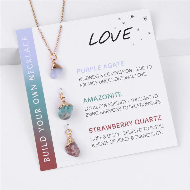 Healing Natural Stone Necklaces With Interchangeable Mineral Quartzs Pendant Necklaces For Women Balance Protection Card Jewelry