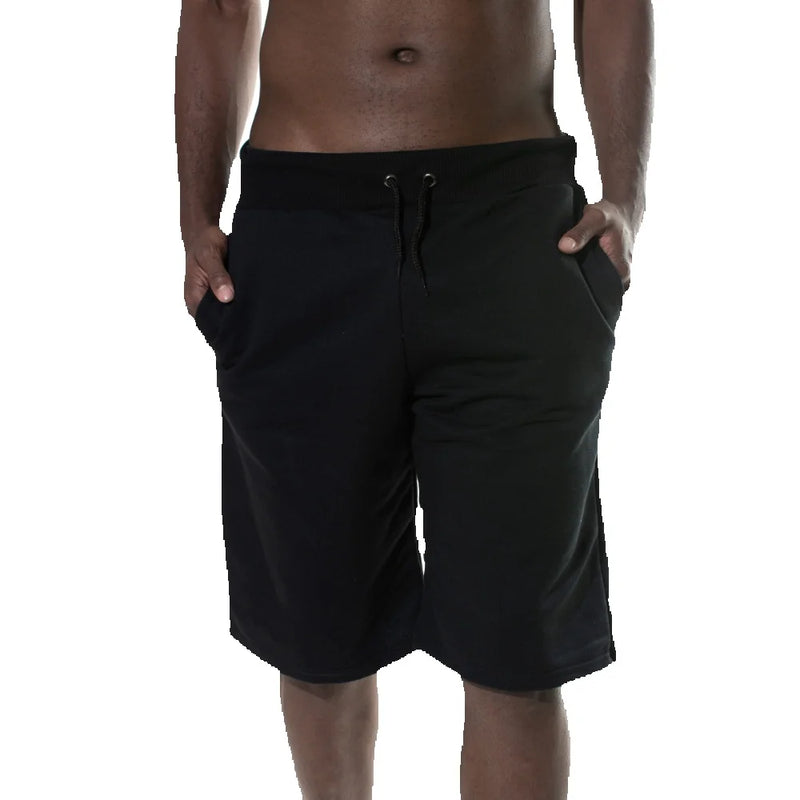Kit Camiseta e Bermuda Moletinho Masculina Lisa Básica Preta do P ao G1/EXG
