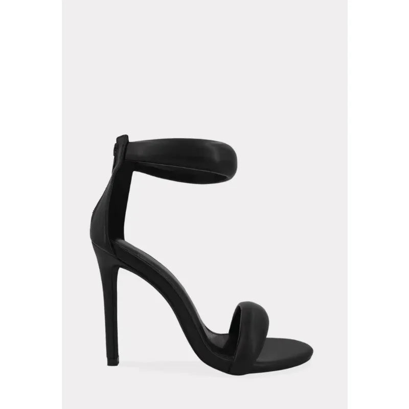 Sandals Women Concise Style One-strap Sandals for Girls Women Sexy Stiletto Heel Back Zip Cover Heels Summer Sandalias Gold