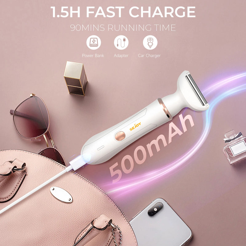 Sejoy 4 in 1 Electric Lady Shaver, Body Hair Trimmer Removal Epilator, Painless Cordless Trimmer Razor for Armpit Bikini Arm