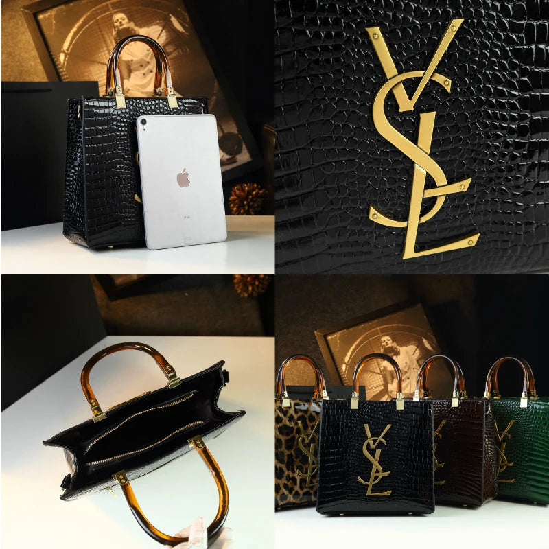Genuine Leather Women Handbags Alligator Pattern Large Capacity Tote Bag Fashion Mother Bag 2025 New All-match Portable Bags