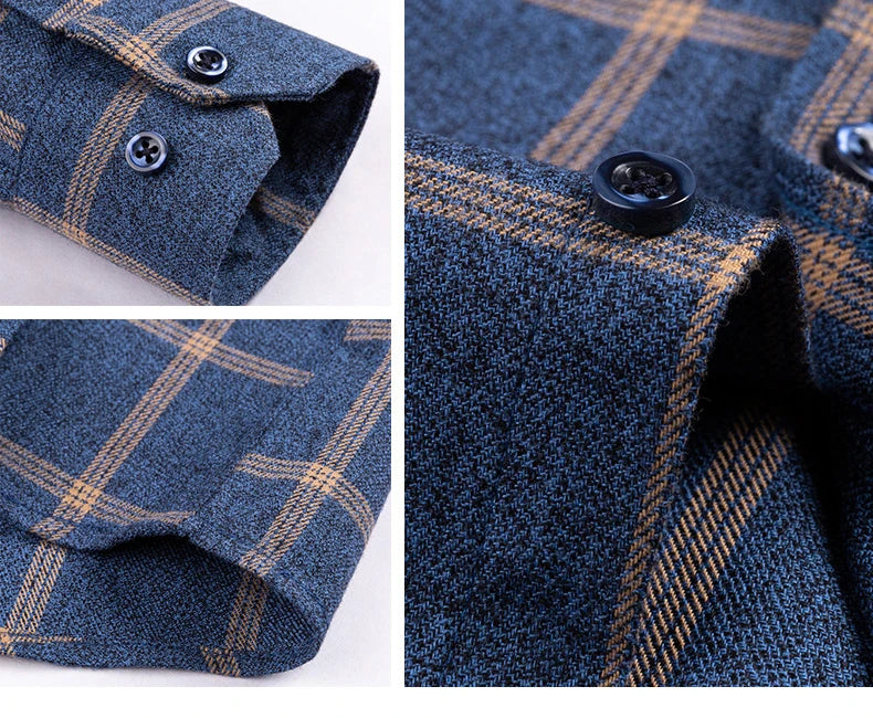 Pure Cotton Men's Plaid Shirt Long Sleeve Regular Fit Men Casual Oversized Shirt Leisure Autumn Male Clothes New Plus Size